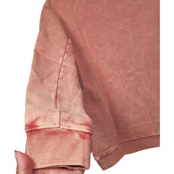 Goodthreads Women's Heritage Fleece Beefy Crewneck Sweatshirt Pink Acid Wash L - Picture 3 of 11